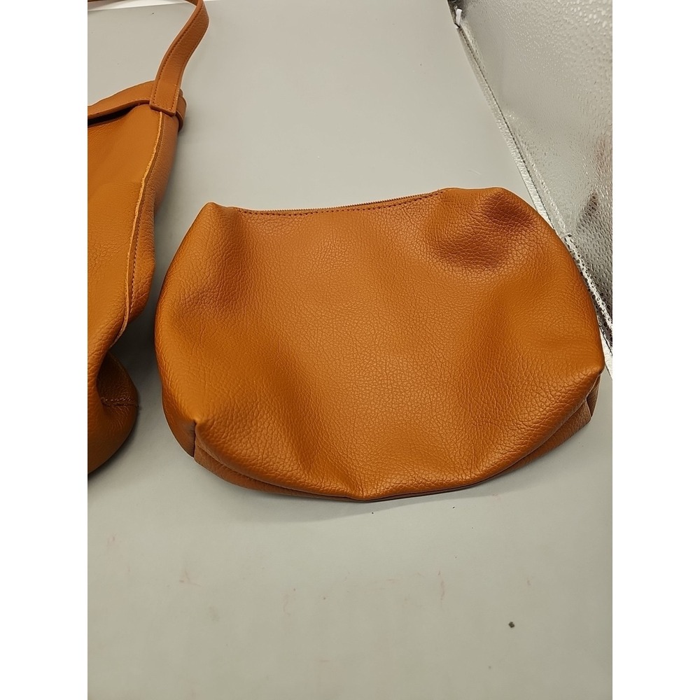 By Anthropologie Bag Brown Lambs Leather Slouchy Shoulder Bag Boho W/Zip Insert - Picture 4 of 7